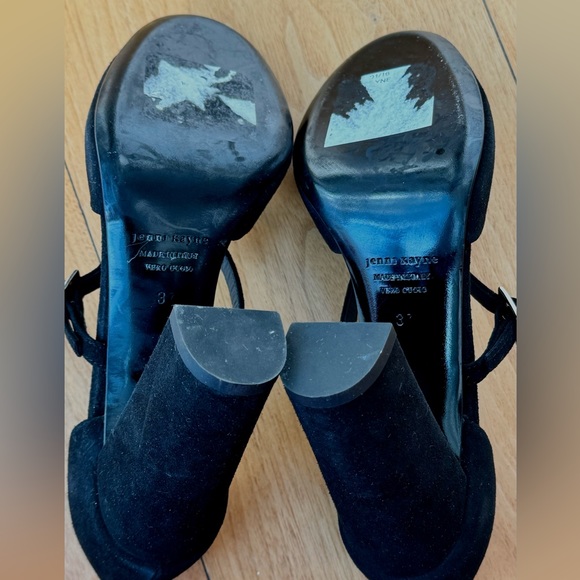 ❤️ JENNI KAYNE BLACK SUEDE LEATHER MARY JANE STRAP HEELS ROUND TOE 37 7 ITALY - Picture 13 of 13